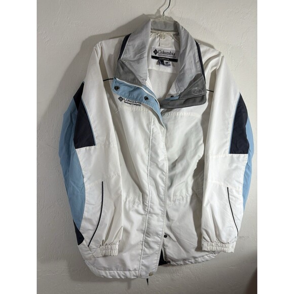 Columbia Woman’s Core White Blue Interchange Coat Zipped Pockets Large - Picture 1 of 10